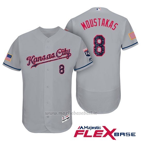 Maglia Baseball Uomo Kansas City Royals 2017 Estrellas y Rayas Mike Moustakas Grigio Flex Base
